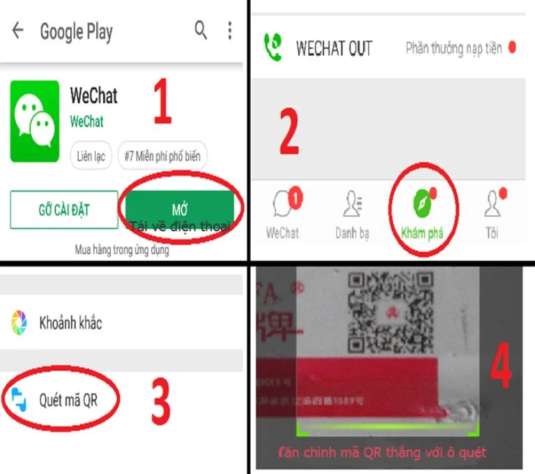 Sử dụng Wechat để quét mã QR